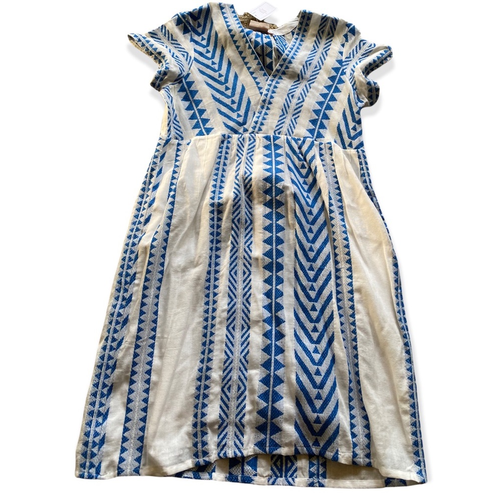 Rungolee White & Blue Printed Dress